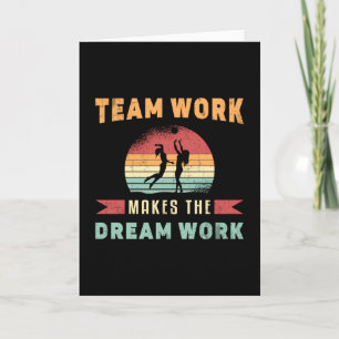 Volleyball Team Work Makes Dream Work Beach Retro Card