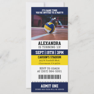 Volleyball Ticket Birthday Invitation