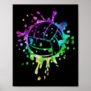 Volleyball Tie Dye Girls Distressed Ball Poster