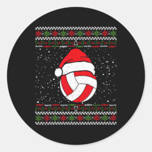 Volleyball Ugly Christmas Sweater Sport Lover Xmas Classic Round Sticker