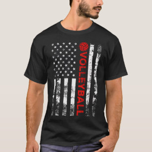 Volleyball Usa American Flag T-Shirt