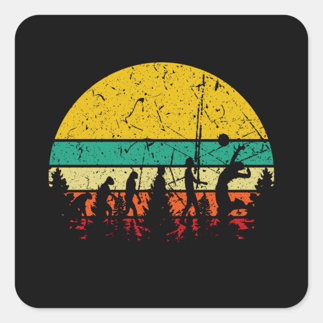 Volleyball - Volleyball Player Evolution Square Sticker (Front)