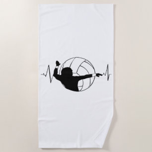 Volleyball - Volleyball Player Heartbeat Beach Towel