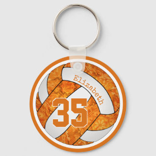 volleyball w orange white team colours number girl key ring
