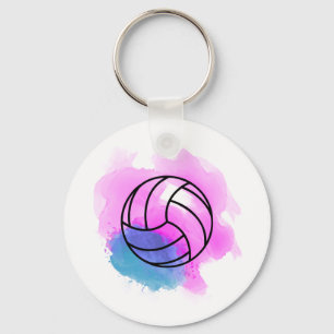 Volleyball Watercolor Key Ring