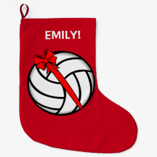Volleyball with Bow Name Customisable Large Christmas Stocking