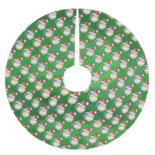 Volleyball with Christmas Hat Brushed Polyester Tree Skirt
