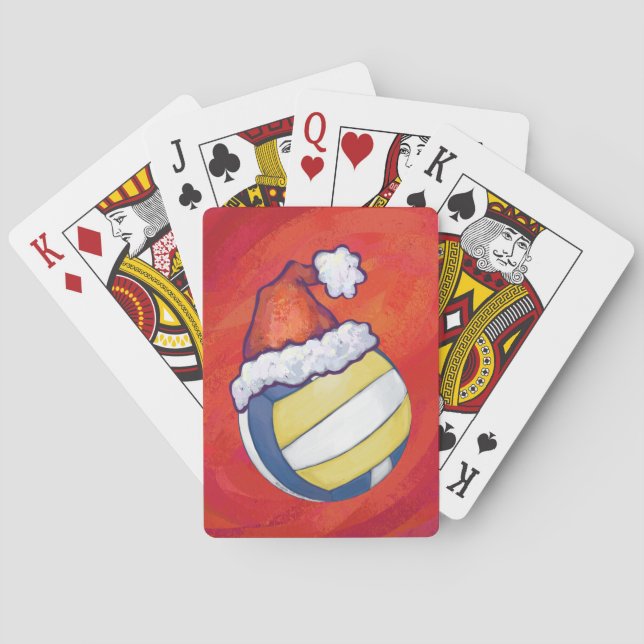 Volleyball with Christmas Hat Playing Cards (Back)