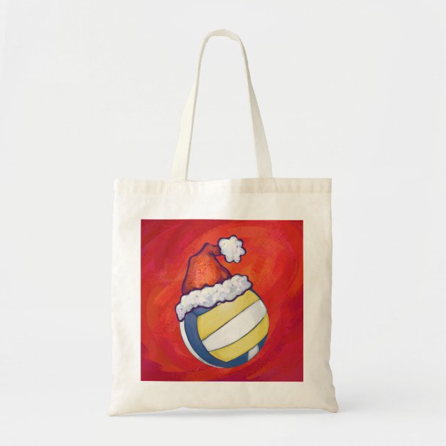 Volleyball with Christmas Hat Tote Bag (Front)