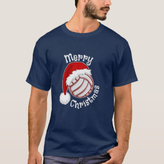 Volleyball with Santa hat Funny Christmas print T-Shirt
