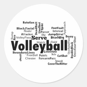 Volleyball Word Cloud Classic Round Sticker