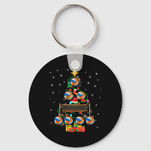 Volleyball X-mas Tree Lights Volleyball Player Lov Key Ring