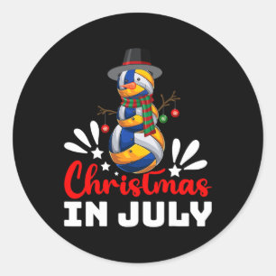Volleyball Xmas Funny Volleyball Snowman Christmas Classic Round Sticker
