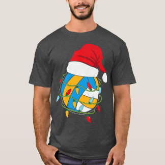 Volleyball Xmas Lights Santa Costume Pajama Winter T-Shirt
