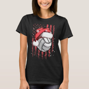 Volleyball Xmas US Flag T-Shirt