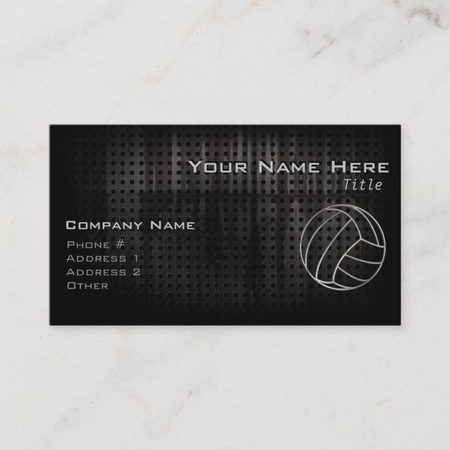 Volleyballl; Cool Black Business Card (Front)