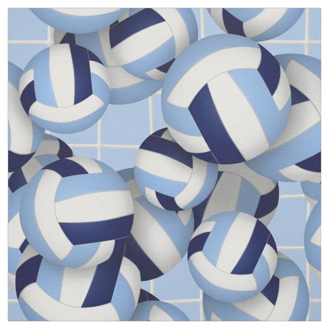 Volleyballs pattern w net bkgrd navy lt blue fabric (Swatch)