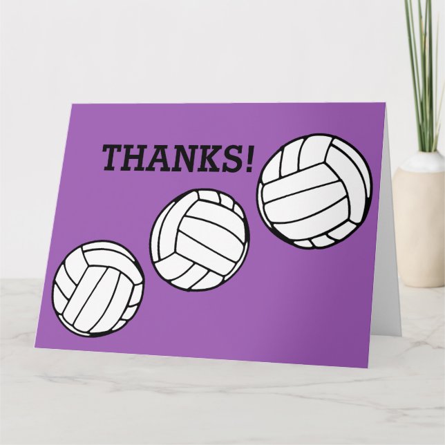 Volleyballs Thanks Coach Personalised Colour Thank You Card (Front)