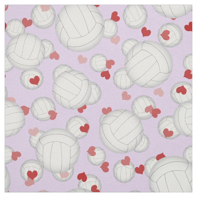 volleyballs with hearts pattern sports fabric (Swatch)