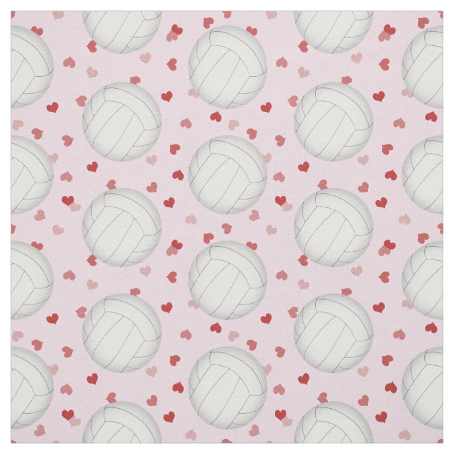 volleyballs with tiny hearts pattern sports fabric (Swatch)
