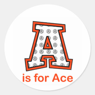 VolleyChick A is for Ace Classic Round Sticker