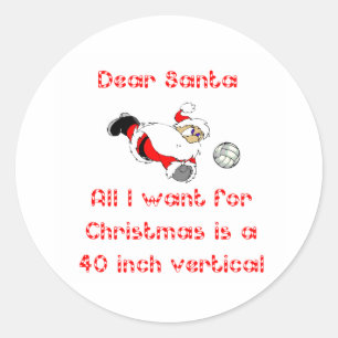 VolleyChick Dear Santa 1 side Classic Round Sticker