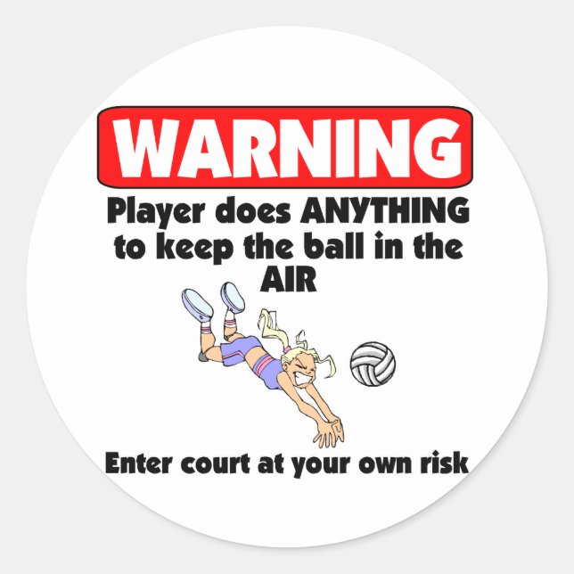 VolleyChick Warning Classic Round Sticker (Front)