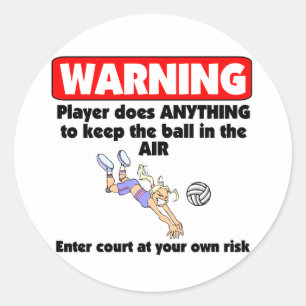 VolleyChick Warning Classic Round Sticker