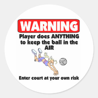 VolleyChick Warning Classic Round Sticker