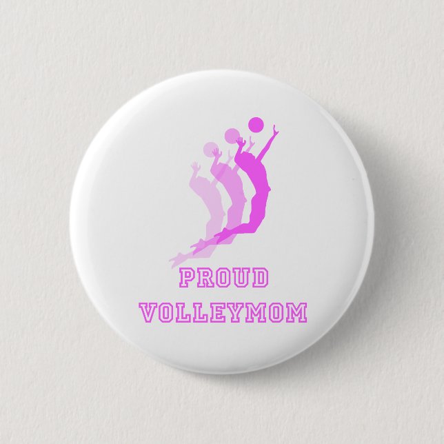 VolleyChickProudMomDark 6 Cm Round Badge (Front)
