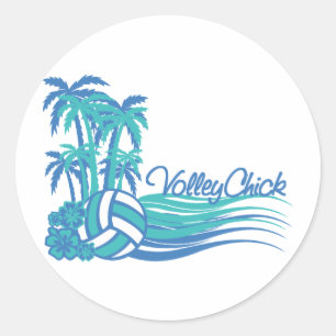 VolleyChickWaver Classic Round Sticker