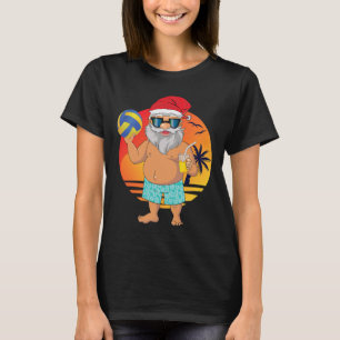 Volleyll Christmas Santa Claus Hawaiian Summer Tai T-Shirt