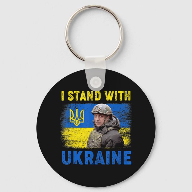 Volodymyr Zelensky I Stand With Ukraine Ukrainian  Key Ring (Front)