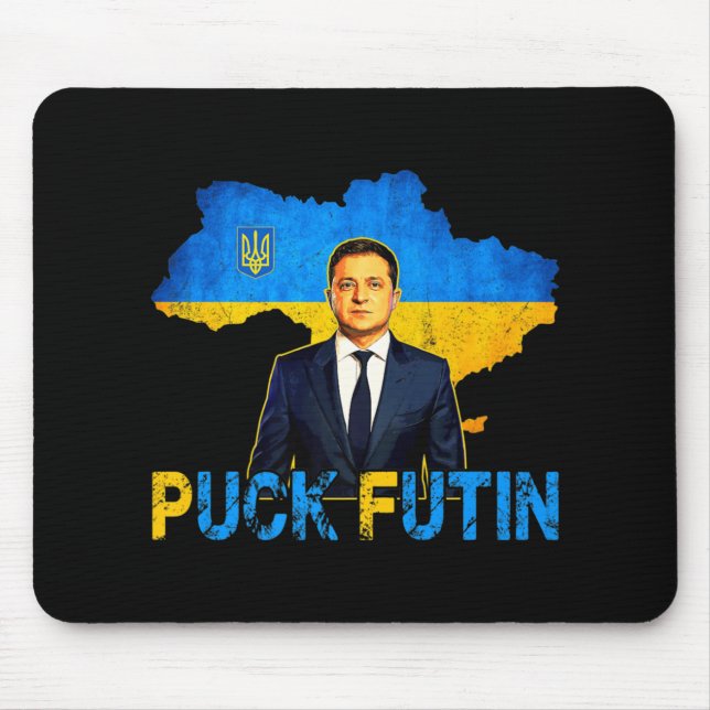 Volodymyr Zelensky Puck Futin Meme I Stand With Uk Mouse Pad (Front)