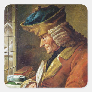 Voltaire  in his Study Square Sticker