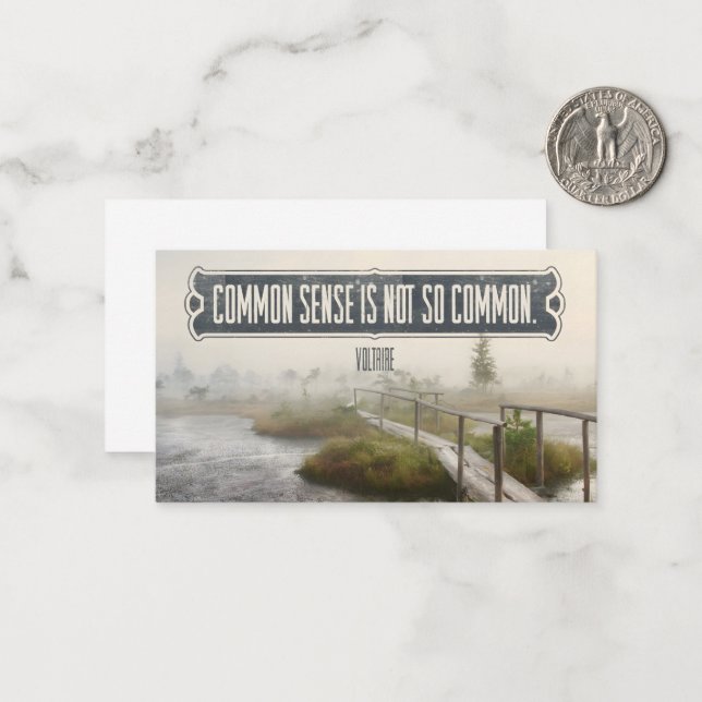 Voltaire Inspirational Quote "Common sense" Card (Front/Back In Situ)