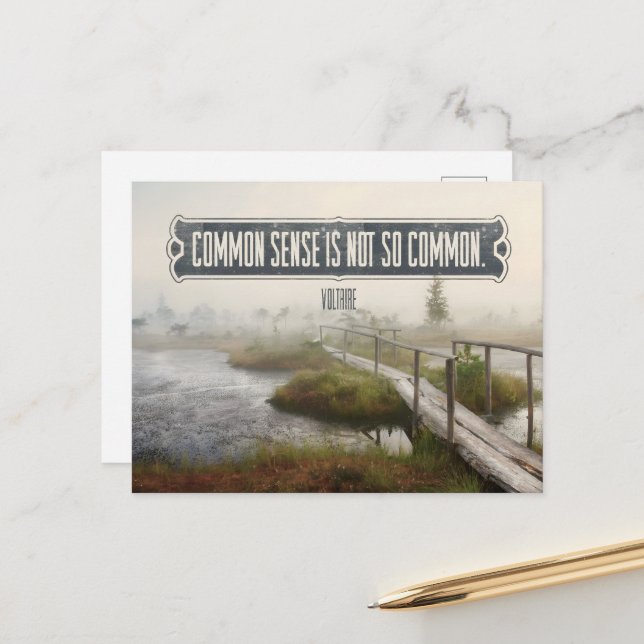 Voltaire Inspirational Quote "Common sense" Postcard (Front/Back In Situ)