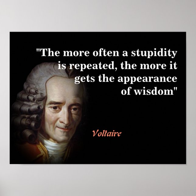 Voltaire Quote On Stupidity And Wisdom Poster (Front)