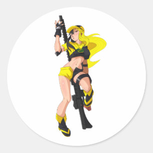 Voluncap Gun Front Pose Classic Round Sticker