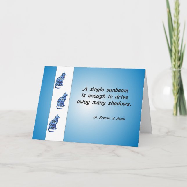 Volunteer Appreciation Cat and Sunbeam Quote Thank You Card (Front)