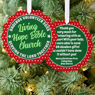 Volunteer Appreciation Paper Ornament - Christmas