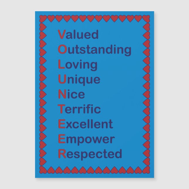 Volunteer Appreciation Thanks Hearts Red Blue Than (Front)