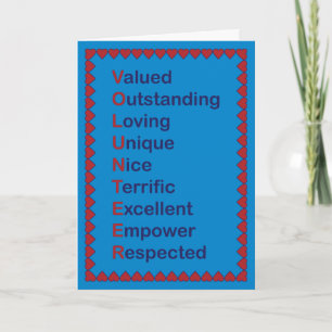 Volunteer Appreciation Thanks Hearts Red Blue Thank You Card