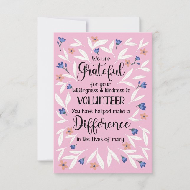 volunteer appreciation week pattern card (Front)