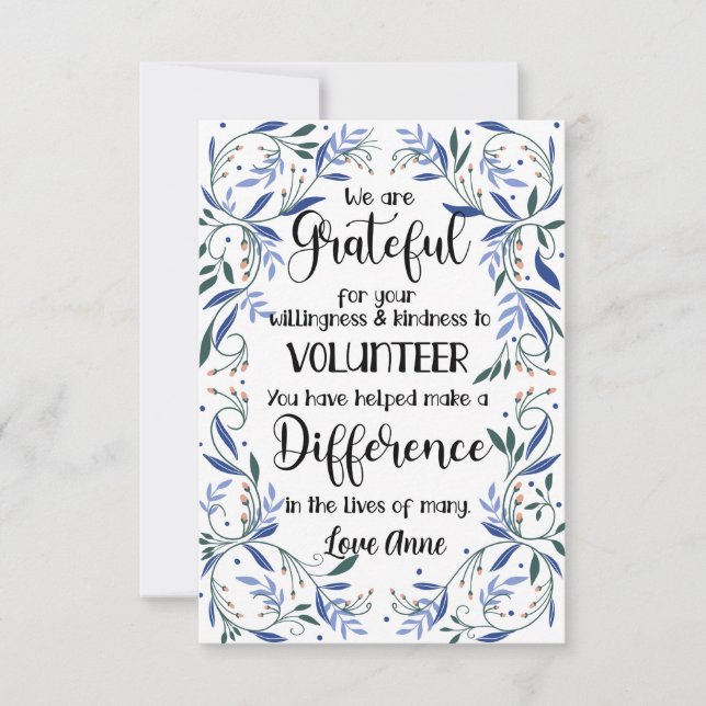 volunteer appreciation week pattern card (Front)