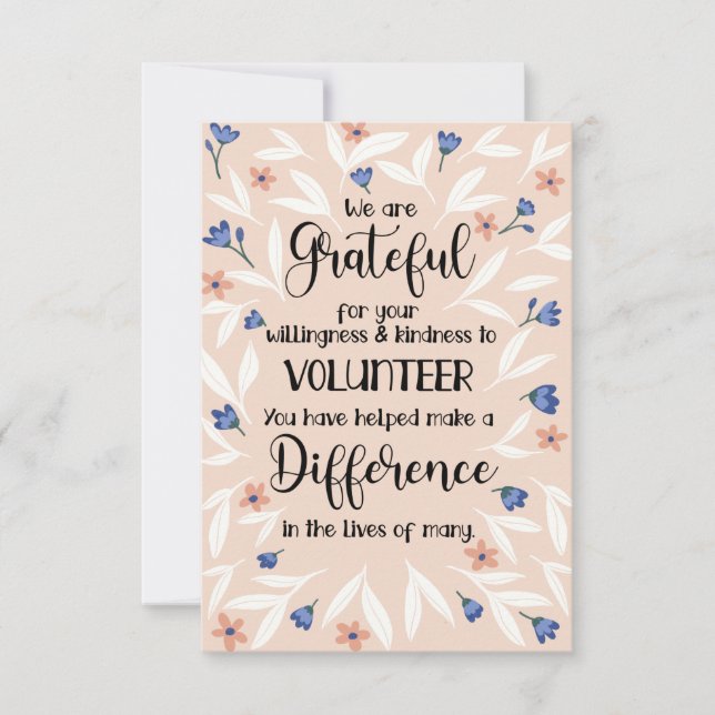 volunteer appreciation week pattern card (Front)