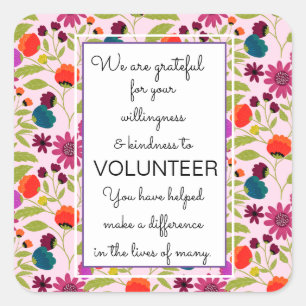 volunteer appreciation week pattern card square sticker