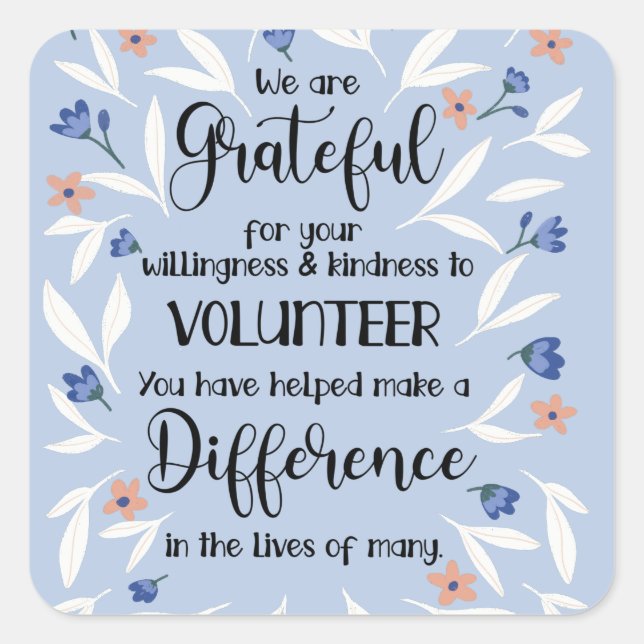 volunteer appreciation week pattern card square sticker (Front)