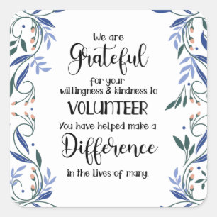 volunteer appreciation week pattern card square sticker