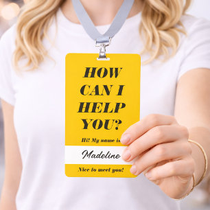 Volunteer Badge 3x5   How Can I Help Name Badges ID Badge